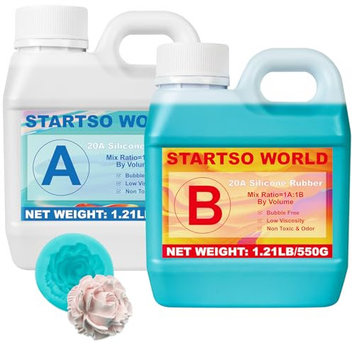 STARTSO WORLD Abformsilikon, 1L 20A Flüssiges Silikon/Gießsilikon, Grün Silikonkautschuk für den Formenbau, ideal für DIY Harzformen, Kerzenform, Seifenform, Gießen, Basteln