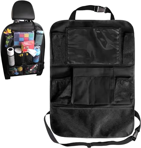 YWKJDDM Rückenlehnenschutz Auto kinder, Auto Organizer Kinder mit 10 Taschen, Autositz Organizer für Kinder für bis zu 10,5 Zoll Ipad Tablet