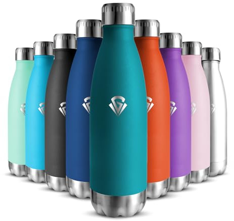 Trinkflasche Edelstahl 500ML, BPA-frei, Wasserflasche, Auslaufsichere Isolierflasche Doppelwandig, Thermosflasche, Trinkflasche Kohlensäure Geeignet, Water Bottle für Fitness, Schule, Kinder