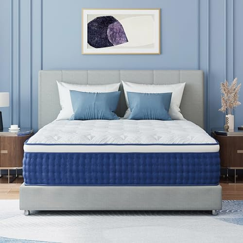 SynthoSpace Full Size Mattress 14 Inch Full Hybrid Mattress in a Box, Individual Pocket Springs for Motion Isolation & Pressure Relief, Enhanced Edge Support, Fiberglass Free, Medium, 365 Night Trial