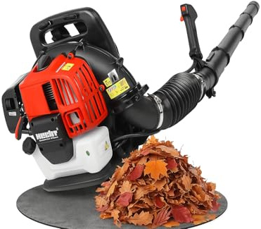 HECHT Benzin Laubbläser 1,6 PS – 43 cm³, bis 180 km/h & 792 m³/h – 6,5 kg Leaf Blower/Laubgebläse mit Einfacher-Start & Antivibrations Rückenaufnahme