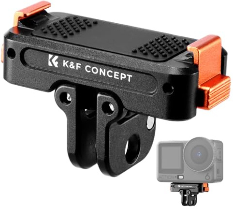 K&F CONCEPT Adaptateur Magnétique à Déverrouillage Rapide Compatible avec DJI Osmo Nano/Action 6, Support d'Extension avec Trou de Vis 1/4, Connecteur Pliable/Boucle à Déverrouillage Rapide