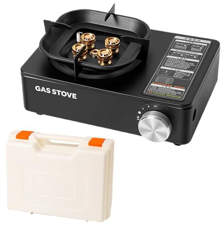 Fornello da campeggio, utensile da cucina con valigetta per il trasporto, fornello da campeggio e fornello, per viaggi in camper, viaggi, picnic, barbecue, tailgating, barbecue, escursioni con zaino