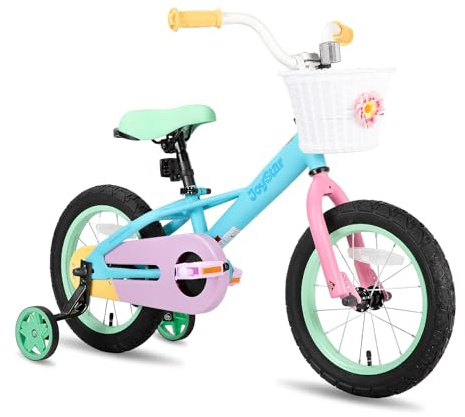JOYSTAR 14 Inch Kids Bike for 3-5 Years Girls 14 Toddler Girl Bicycle with Training Wheels and Coaster Brake Kids' Bikes 85% Assembled Macaroon