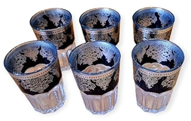 6 Vasos DE TÉ MARROQUIES Rosa DE Cristal PITALADO (Rosa)