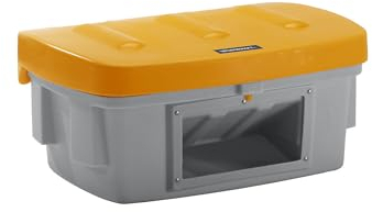 eurokraft | Universal- und Streugutbehälter | mit Entnahmeöffnung | 100 l | Deckel orange