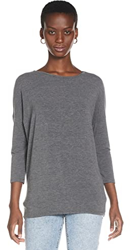 Suéter de Punto Delgado de Manga 3/4 Cuello Redondo elástico para Mujer ONLGLAMOUR, Color:Gris Oscuro, Talla:M