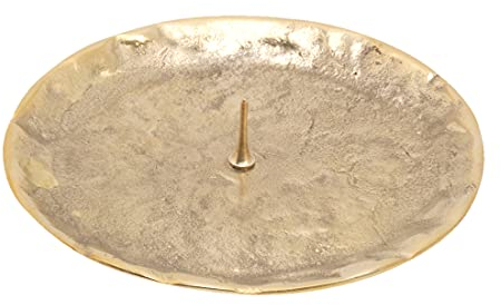 NKlaus piatto per candele con picco Ø9 cm ottone lucido rotondo portacandele piatto decorativo 10496