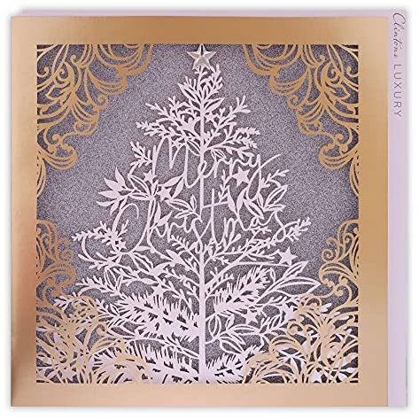 Clintons: Tarjeta de Navidad general del árbol de Navidad, tarjeta de árbol de Navidad cortada con láser, tarjeta de Navidad general, tarjeta de Navidad individual, oro, 192 x 192,1169591