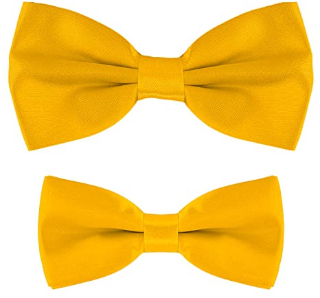 MASADA Ensemble de nœuds papillon père-fils DonDon en look partenaire, déjà attaché et ajustable - Jaune