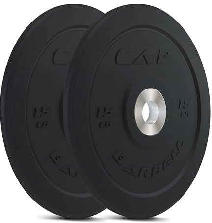 CAP Barbell 15 LB Olympic 2-Inch Pro Bumper Weightlifting Plate - Pair | Black