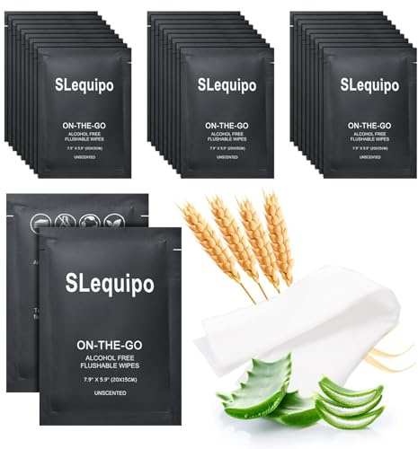SLequipo 500 Pcs Wet Wipes Flushable Wet Wipes Individually Wrapped Travel Unscented Wet Wipes Flushable Toilet Tissue Travel Wet Wipes Aloe Vera, Adult Wet Wipes