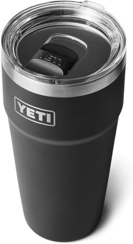 YETI Rambler 30 oz (887 ml) Stackable Cup with Removable Magslider Lid, Stainless Steel Vacuum Insulated Coffee Cup, Black