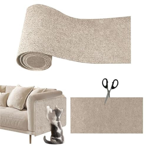 ZOYDP 200 × 40 cm Kratzmatte Katze Selbstklebend, Kratzteppich Katze Wand, DIY Kratzmatte Katze Wand, Zuschneidbare Kratzwand für Katzen, Katzen Kratzschutz für Sofa, Möbel, Couch, Tür, Khaki