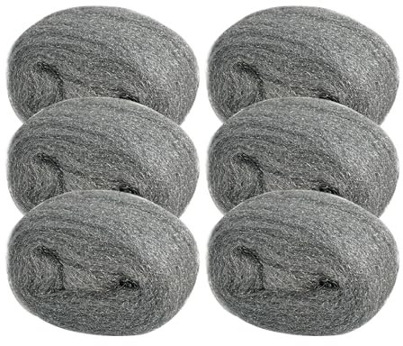 GEOGIEEW 6 Stück Stahlwolle 1# - Mäuseabwehr, Reinigung & Polieren - Legierter Stahl - Metall, Stein, Holz - ABRASIVES