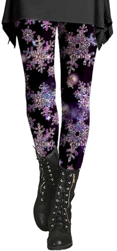 Thermoleggings Dicke Linien Hosen Winterhose Damen Bedruckte Pailletten Sport Leggings mit weichem und schlankem Hintern Thermoleggings für Damen, violett, 5XL