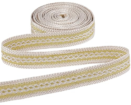 PH PandaHall 4.5m Nastro Dorato con Passamaneria Intrecciato per Tappezzeria, 20mm Nastro Jacquard Vintage per Cucire per Tende Mobili Decorazioni per La Casa