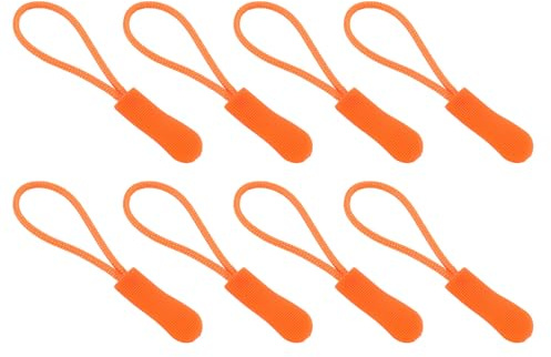 QUARKZMAN 50 Piezas de Tiradores de Cremallera de Repuesto, Extensor de Cordón de Tirador de Cremallera, Fijador de Etiqueta de Pestaña para Chaqueta Bolsos de Mano, 63.3mm Naranja