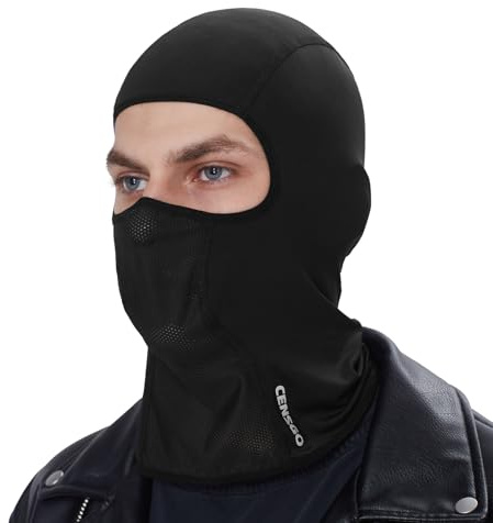 CENSGO Motorcycle Balaclava Face Mask,Cooling Helmet Liner with Mesh Black