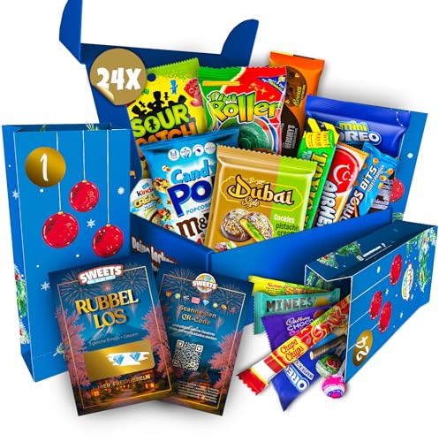 Amerikanische Süßigkeiten Box mit 24 Teilen - Adventskalender Füllung mit Süßigkeiten & Snack aus aller Welt - American Candy Box (XL)