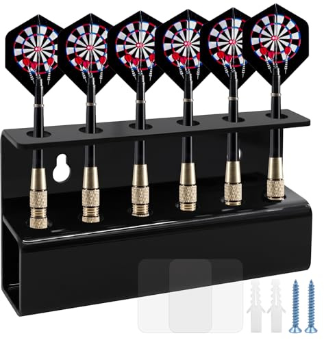 Soporte para Dardos, Montaje en Pared, 6 Tomas para Dardos, Autoadhesivo o fijación por Tornillo, Accesorio Ideal para Dardos para el hogar, Sala de Juegos, Duradero