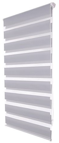 SMONTER Easy Fix Zebra Roller Blind,Day and Night Blinds Curtains with Install Accessories (70CMx230CM, GREY)