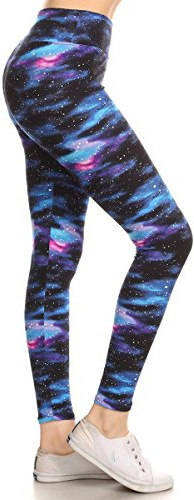 Leggings Depot High Waisted Print Leggings for Women - Valentine & Hearts, Galaxy, One Size Plus