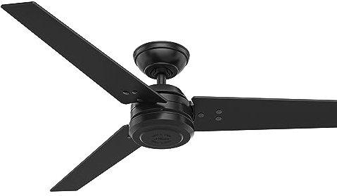 HUNTER DECKENVENTILATOR Protos, 132 cm, Deckenventilator für den Innen- und Außenbereich mit Wandschalter, Gehäusefarbe: Mattschwarz, 3 beidseitig verwendbare Flügel, Modell 50624