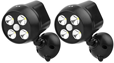 NICREW Battery Powered Outdoor LED Security Light 2-Pack, PIR Motion Sensor Spotlight, Weatherproof Outdoor Wall Light for Gardon Walkways