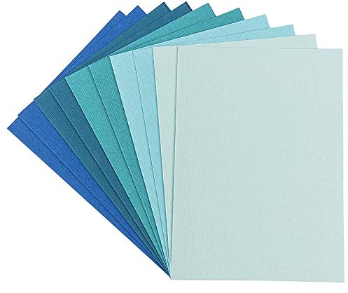 Ideen mit Herz Grußkarten-Set | 10 farbige Karten & 10 weiße Umschläge | edle Leinen-Optik | bunt | ideal für liebe Glückwünsche zum Geburtstag, Hochzeit (Mint-/Blautöne, Din C6 | 14,5 x 10,5 cm)