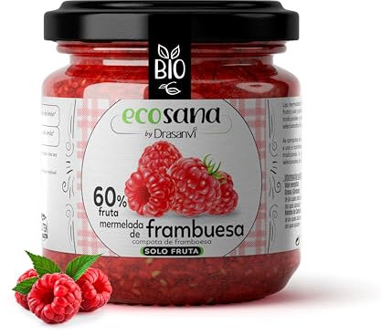 ECOSANA MERMELADA EXTRA FRAMBUESA SIN AZÚCAR CERTIFICADO BIO by DRASANVI - VEGANO - SIN GLUTEN - 250g