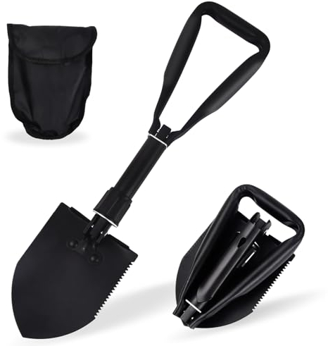 Pala Supervivencia Multifuncional, Resistente Pala Plegable de Acero al Carbono, Militar Accesorios Indispensable Se Puede Utilizar al Aire Libre (M)