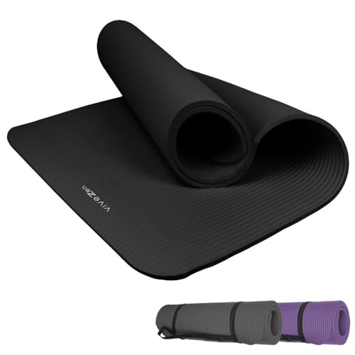 Vivezen - Tapis de yoga, de gym, d'exercices 186 x 120 x 1 cm + sangle de transport - Plusieurs coloris