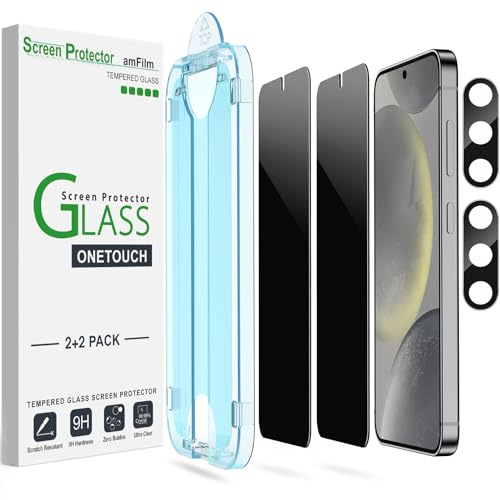 amFilm 2+2 Stycken Integritetsskydd för Samsung Galaxy S24 5G, med Kameraobjektivskydd [Spionskydd Och Integritetsskydd] | med kameralinsskydd [Anti-spy och integritetsskydd] HD klar – S24-6,2 tum