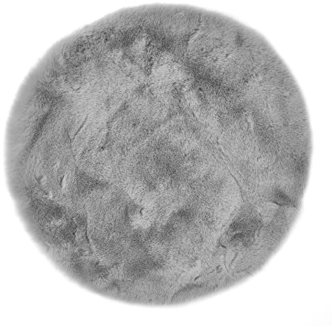 andiamo Sitzkissen Cingoli - Kunstfell Stuhlauflage als Deko Wohnzimmer oder Stuhlkissen - gemütliches Sitzkissen Stuhl Dekokissen ⌀ 40 cm rund 4er Set Grau
