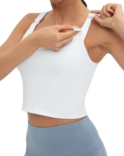 Gowjog Schwangerschafts Still BH Still Top Damen Still Sport BH U-Back Tank Top Yoga Workout Fitness Lauf-BH für die Zeit Während und nach der Schwangerschaft (Weiß,M)