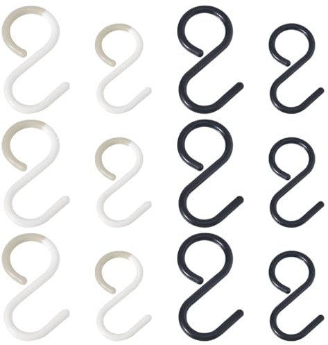 TRKETK 12 Pièces Crochets en S en Plastique Flexibilité du Cou Sûr et Silencieux Multifonctions Crochets Antirouille pour Suspendre Plantes Outils de Jardinage Tasses Vêtements Pots et des Bols