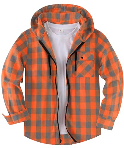 SwissWell Chemises Flanelle pour Hommes à Capuche Chemises à Carreaux Chemise Manches Longues avec Fermeture éclair Chemise de Bûcheron pour Le Travail Randonnée Camping