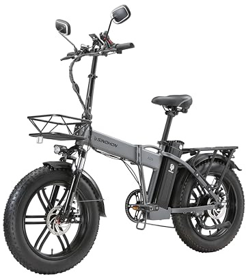 KIMDYMA A20/B20 Bici Elettrica Pieghevole 250W | 20 × 4.0 Fat Tire E-Bike Adulto | Doppia Batteria: 48V 18AH o 48V 15AH | Fino a 100KM di Autonomia | Sospensione anteriore | 7 Velocità (grey)