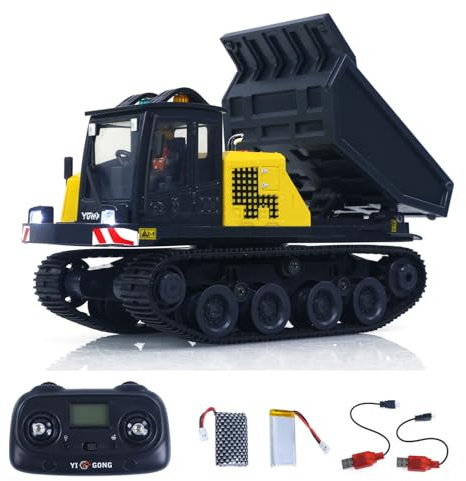 Toucan RC Hobby YG 1/50 T14R Leopard RTR Camion à bascule électrique télécommandé, machine de construction, camion à benne à chenille, modèle en alliage d'aluminium, surface de chargement avec