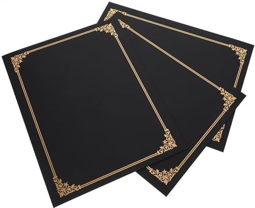 JECOMPRIS 3 Pezzi Cartelle per Certificati in Carta Nera, Copertine Porta Certificato per Diplomi e Premi, Protezione Elegante per Documenti Importanti e Riconoscimenti