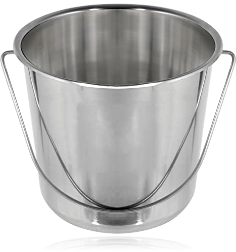 SPARES2GO 12 Litre Stainless Steel Handled Pail Bucket (Silver)