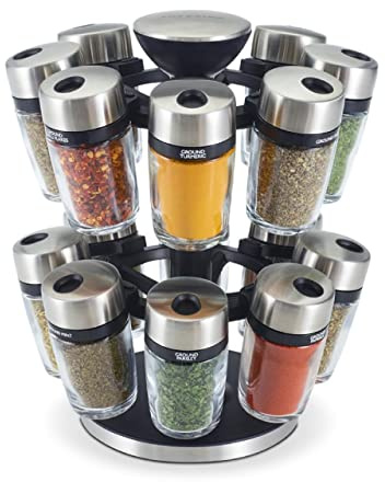 Cole & Mason H121808U - 16 barattoli per erbe e spezie, in plastica, colore: argento