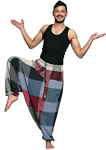 Simandra Singharaja Haremshose Pumphose Aladinhose Pluderhose Yoga Goa Freizeithose Herren Farbe Bunt, Größe One Size