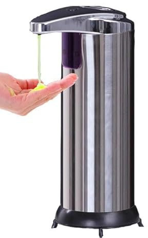 BAGNOCLIC Distributeur Automatique De Savon Liquide Ou Désinfectant 330 ML avec Capteur Infrarouge Et LED – Design Noir Moderne en ABS