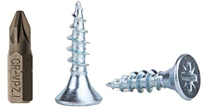 Marcopol Holzschrauben aus verzinktem Stahl, 2,5 x 10 mm, Pozi-Antriebskopf, 100 Stück