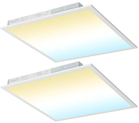 kadision 2x2 LED Flat Panel Light, 50W/45W/40W/30W/25W Adjustable, 5000K/4000K/3500K Selectable, 5500LM 0-10V Dimmable Drop Ceiling Lights, 100-277V ETL-Listed, 2-Pack