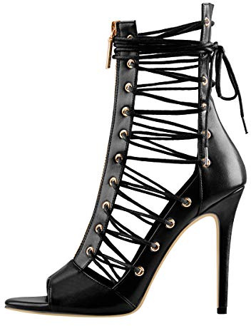 MissHeel Sandales à plateforme à talons hauts pour femmes, Noir , 43 EU