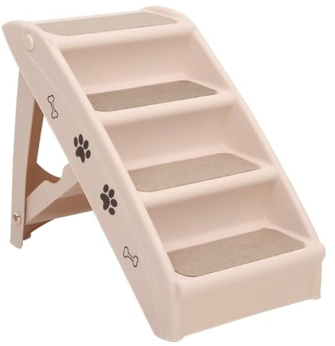 vidaXL Hopfällbar hundtrappa gräddvit 62x40x49,5 cm