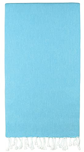 AYSIBOO Strandtuch aus 100% Baumwolle 180 x 95 cm I tradionelles Hamamtuch I Saunatuch I Ideal f?r Sauna Strand Fitness Yoga Sport Hamam I Pestemal Fouta Towel - t?rkis Uni